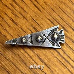 Navajo Arrowhead Stamped Pin Sterling Silver C-Clasp Vintage Harvey Era C