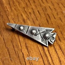 Navajo Arrowhead Stamped Pin Sterling Silver C-Clasp Vintage Harvey Era C