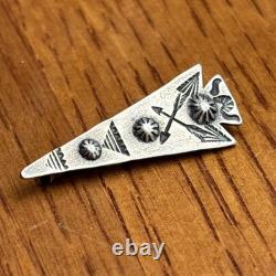 Navajo Arrowhead Stamped Pin Sterling Silver C-Clasp Vintage Harvey Era C