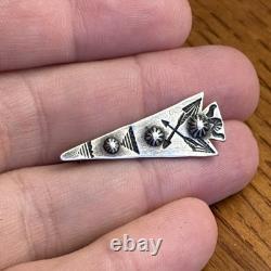 Navajo Arrowhead Stamped Pin Sterling Silver C-Clasp Vintage Harvey Era C