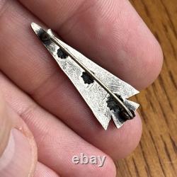 Navajo Arrowhead Stamped Pin Sterling Silver C-Clasp Vintage Harvey Era C