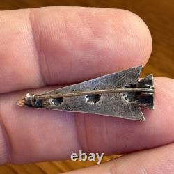 Navajo Arrowhead Stamped Pin Sterling Silver C-Clasp Vintage Harvey Era C