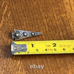 Navajo Arrowhead Stamped Pin Sterling Silver C-Clasp Vintage Harvey Era C