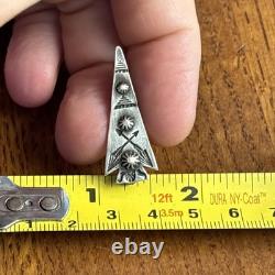 Navajo Arrowhead Stamped Pin Sterling Silver C-Clasp Vintage Harvey Era C