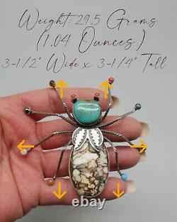 Navajo Artist-HERBERT RATION-HUGE Beetle with Multi Colored Stone Legs-925 Pin