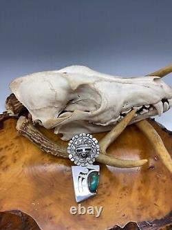 Navajo Bennie Ration Sterling Silver Turquoise Kachina Pin Pendant 38.2g