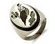 Navajo Bird Ring. 925 Silver Inlaid Mop & Pin Shell Artist Watchman C. 80's