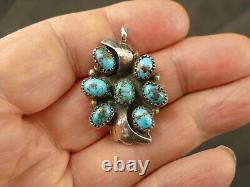 Navajo Blue Turquoise Silver Pendant Pin Vintage Tucson Estate