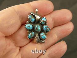 Navajo Blue Turquoise Silver Pendant Pin Vintage Tucson Estate