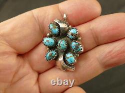 Navajo Blue Turquoise Silver Pendant Pin Vintage Tucson Estate