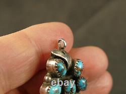 Navajo Blue Turquoise Silver Pendant Pin Vintage Tucson Estate