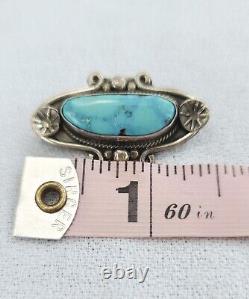 Navajo Castle Dome Turquoise Sterling Silver Pin