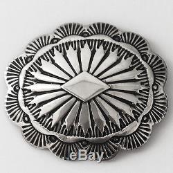 Navajo Concho Brooch Tom Lewis Sterling Silver Vintage Signed TL Pin 1.5 inch 7g