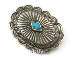 Navajo Concho Handmade Pin Sterling Silver Turquoise Vintage Artist