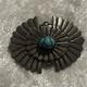 Navajo Concho Pin Hand Stamped & Filed Sterling Silver. 925 Natural Turquoise
