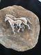Navajo Designed Sterling Silver Horse Pin 1.75 Rare Mother Foal
