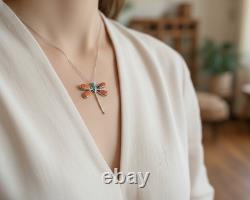 Navajo Dragonfly Brooch Pin Inlay Spiny Oyster Turquoise Handmade NA Jewelry