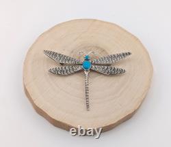 Navajo Dragonfly Brooch Pin Turquoise Stone Sterling Silver Handmade Jewelry