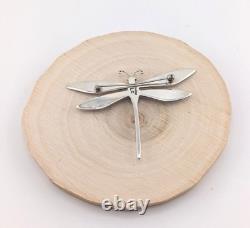 Navajo Dragonfly Brooch Pin Turquoise Stone Sterling Silver Handmade Jewelry