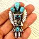 Navajo Eagle Kachina Dancer Turquoise Pendant Doris Smallcanyon Sterling Big Pin