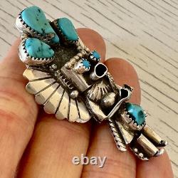 Navajo Eagle Kachina Dancer Turquoise Pendant Doris Smallcanyon Sterling Big Pin
