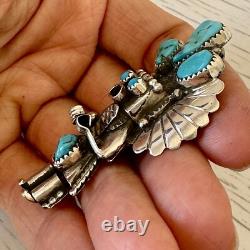 Navajo Eagle Kachina Dancer Turquoise Pendant Doris Smallcanyon Sterling Big Pin