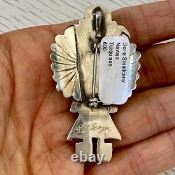Navajo Eagle Kachina Dancer Turquoise Pendant Doris Smallcanyon Sterling Big Pin