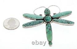 Navajo Etta Endito Sterling Silver Boulder Turquoise Dragonfly Brooch STAMPED