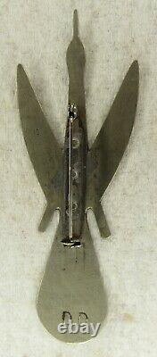 Navajo Fred Harvey Thunderbird Pin Brooch Sterling Silver Donald Douglas 3.5 In