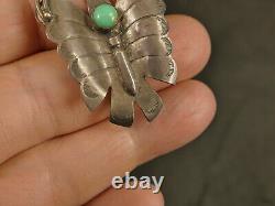 Navajo Fred Harvey Turquoise Ingot Silver Butterfly Pin 1930's Tucson Estate