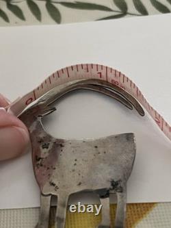 Navajo Goat Big Horn Sheep Sterling Silver Brooch Pin Signed Nora Nelson
