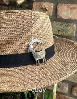 Navajo Goat Big Horn Sheep Sterling Silver Brooch Pin Signed Nora Nelson