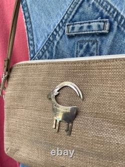 Navajo Goat Big Horn Sheep Sterling Silver Brooch Pin Signed Nora Nelson