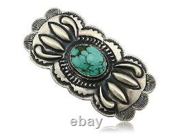 Navajo Handmade Mountain Turquoise Pin. 925 Sterling Silver Native American C80s