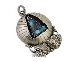 Navajo Handmade Pendant 925 Silver Spiderweb Turquoise Native Artist C. 80's