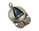 Navajo Handmade Pendant 925 Silver Spiderweb Turquoise Native Artist C. 80's