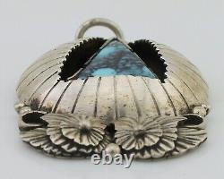 Navajo Handmade Pendant 925 Silver Spiderweb Turquoise Native Artist C. 80's