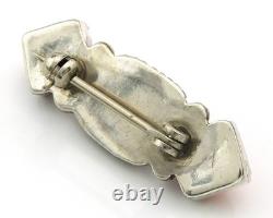 Navajo Handmade Pin Sterling Silver Coral Vintage Native Artist