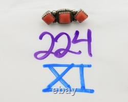 Navajo Handmade Pin Sterling Silver Coral Vintage Native Artist