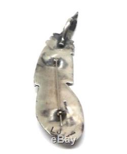 Navajo Handmade Sterling Silver Feather Pendant/Pin- LJ