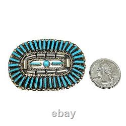 Navajo Handmade Sterling Silver Turquoise Cluster Pin/Pendant Harrison Harry
