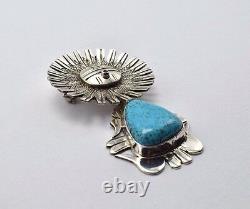 Navajo Handmade Sterling Silver Turquoise Pin and Pendant Bruce Morgan
