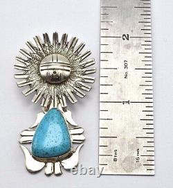 Navajo Handmade Sterling Silver Turquoise Pin and Pendant Bruce Morgan