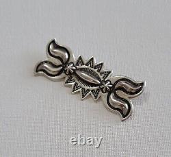 Navajo Handstamped Sterling Silver Pin / Brooch By Edison Sandy Smith