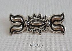 Navajo Handstamped Sterling Silver Pin / Brooch By Edison Sandy Smith