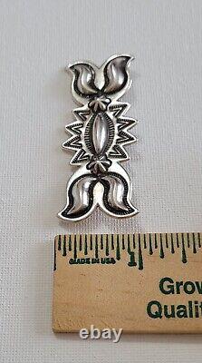 Navajo Handstamped Sterling Silver Pin / Brooch By Edison Sandy Smith