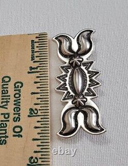 Navajo Handstamped Sterling Silver Pin / Brooch By Edison Sandy Smith