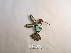 Navajo Hummingbird Turquoise Pin Pendant by Herman Smith