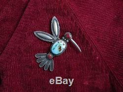 Navajo Hummingbird Turquoise Pin Pendant by Herman Smith