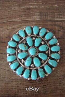 Navajo Indian Sterling Silver Turquoise Cluster Pin/Pendant! By LM